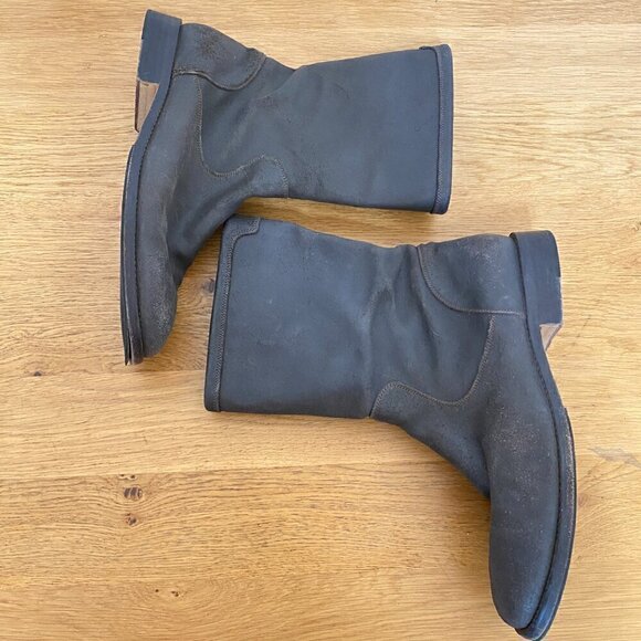 Cole Haan Country Mid-Calf Leather Boots 11B Taupe Brown Gray Color - Picture 4 of 9